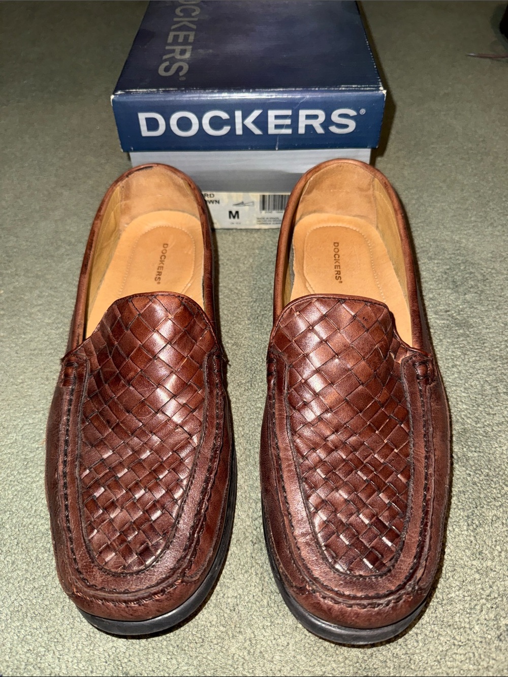 Dockers Brown Woven Leather Slip-On Loafers